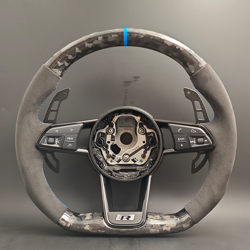 Custom Steering Wheel with Alcantara and Forged Carbon Fiber