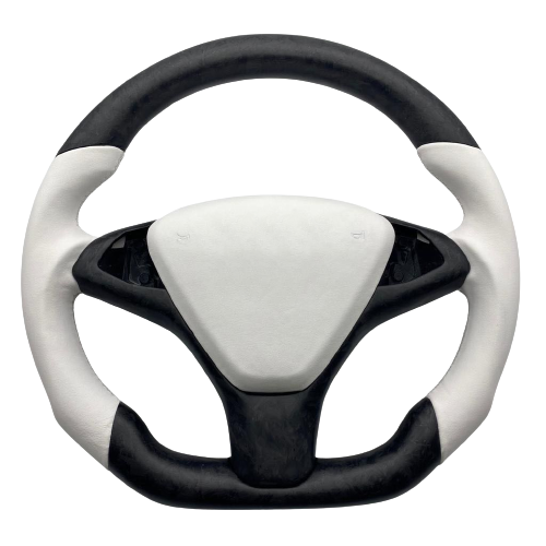 tesla model s custom steering wheel with white leather