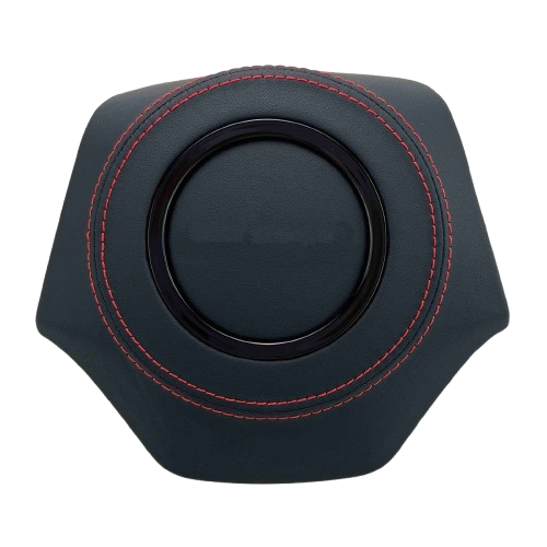 camaro custom airbag cover black leather red stitching