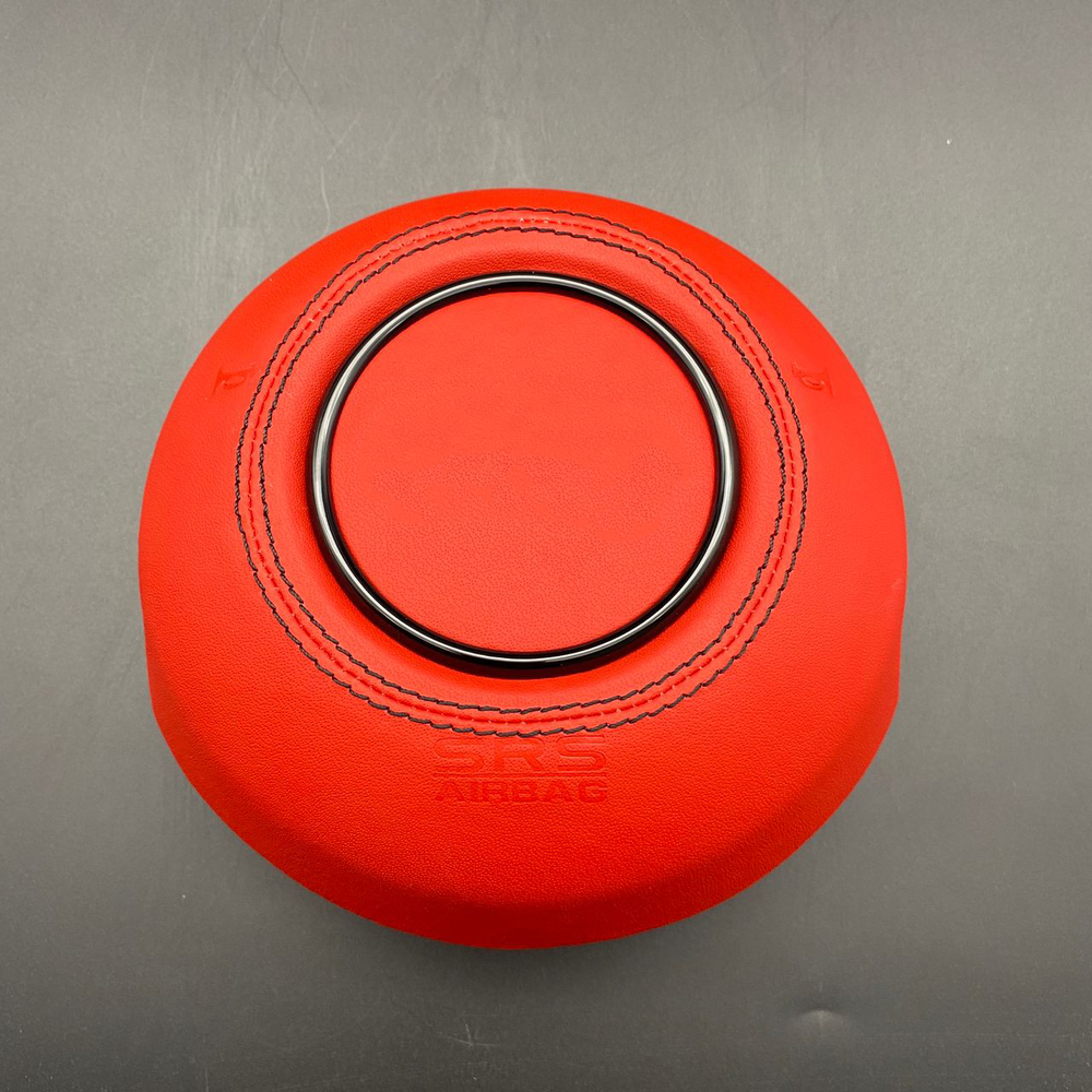 custom airbag cover with red leather and black stitching for jeep wrangler gladiator