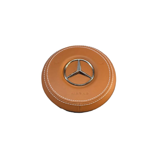 custom brown leather mercedes-benz airbag cover