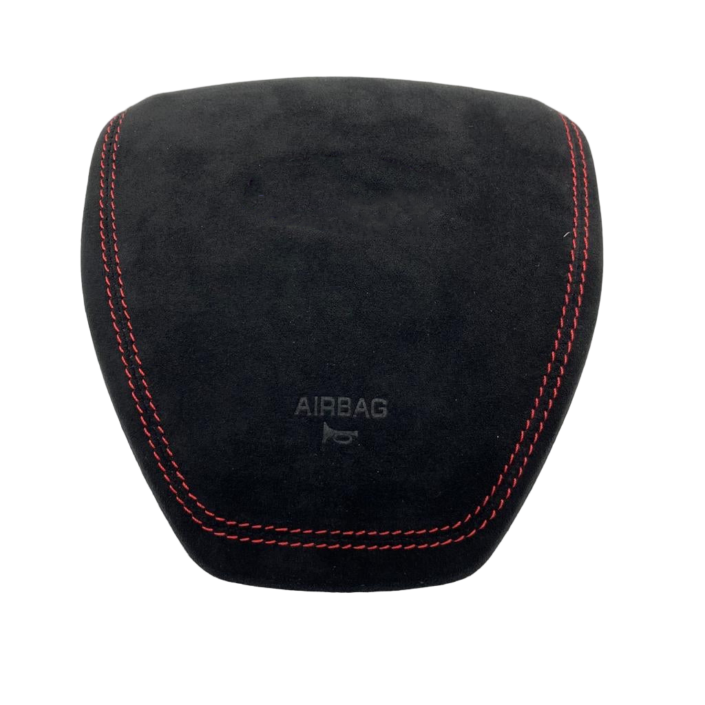 ford f150 f-150 f-series custom airbag cover in alcantara suede and red stitching