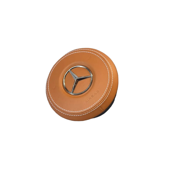 custom brown leather mercedes-benz airbag cover