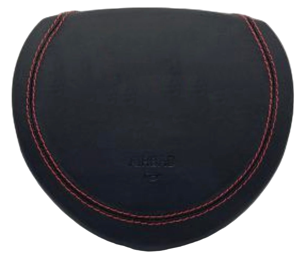 lexus custom airbag cover in black leather and red stitching