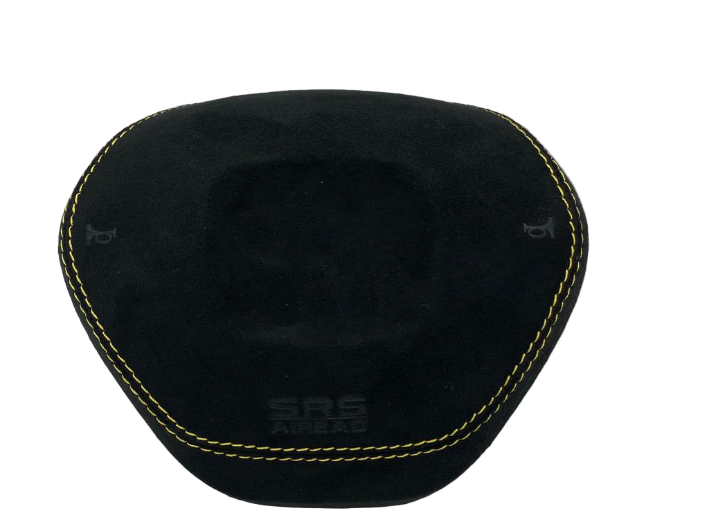 honda accord civic custom airbag cover with alcantara suede and yellow stitching