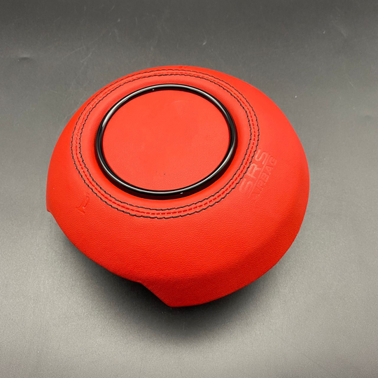 custom airbag cover with red leather and black stitching for jeep wrangler gladiator