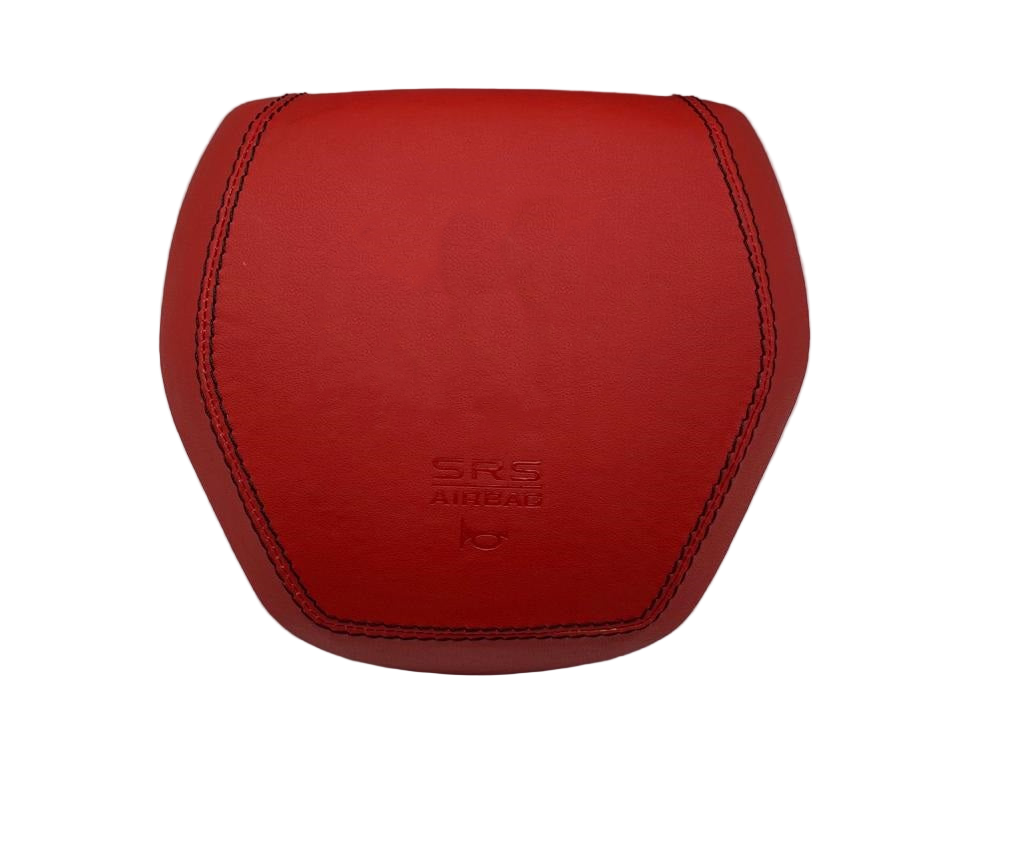 toyota camry custom airbag cover in red leather and black stitching
